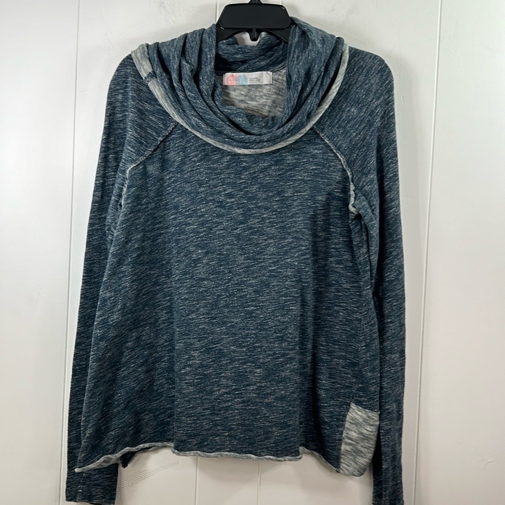 Free People Beach Cotton Cocoon Cowl Neck Jumper. Size M/L blue